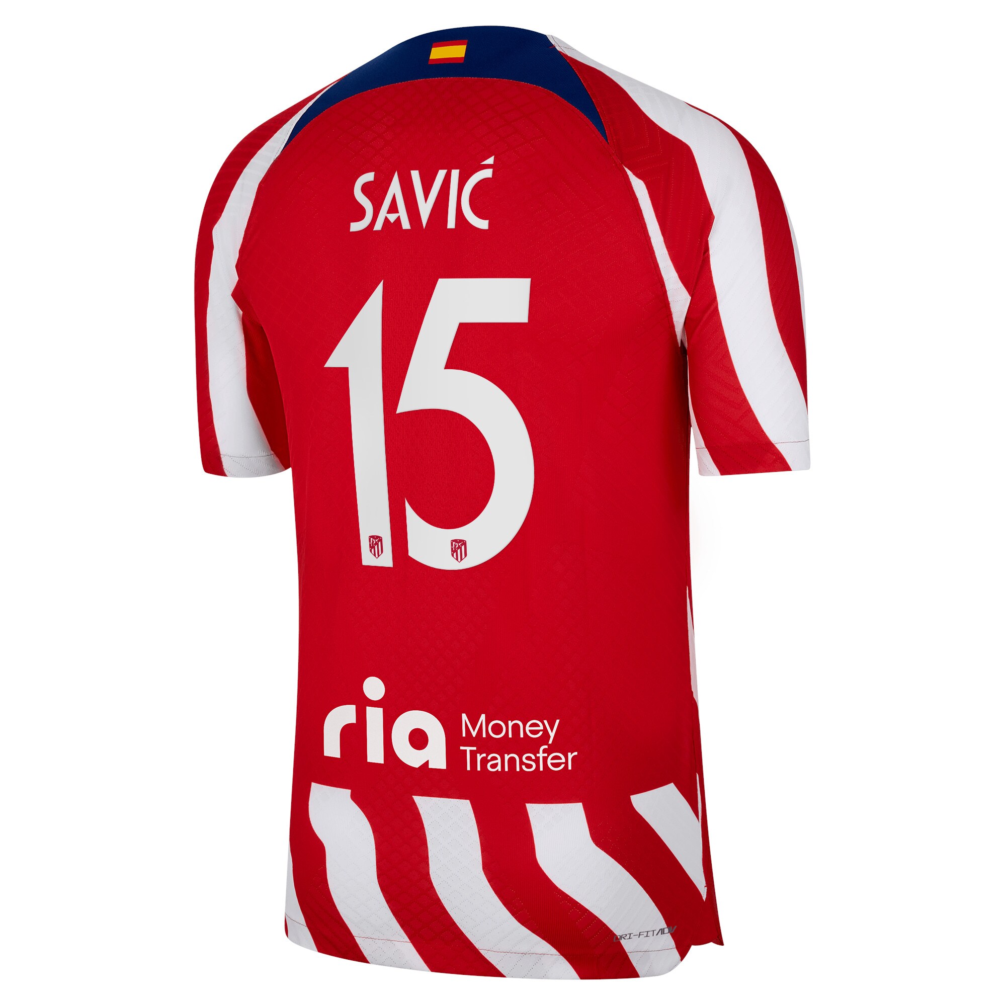 Atlético de Madrid Metropolitano Home Vapor Match Shirt 2022-23 with Savic 15 printing