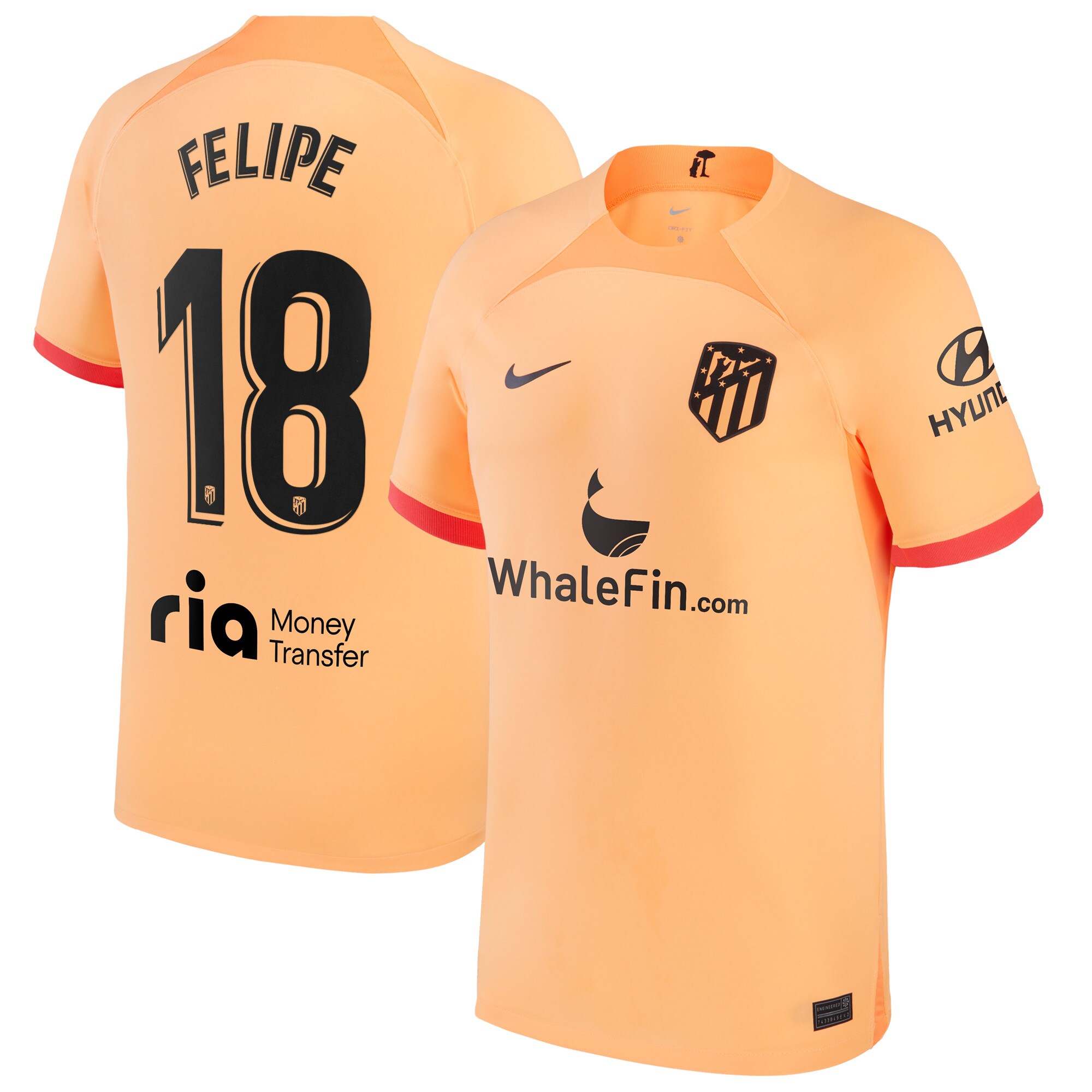 Atlético de Madrid Third Stadium Shirt 2022-23 with Felipe 18 printing