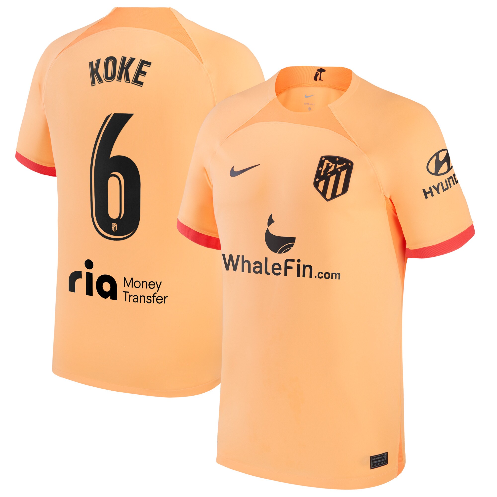 Atlético de Madrid Third Stadium Shirt 2022-23 with Koke 6 printing