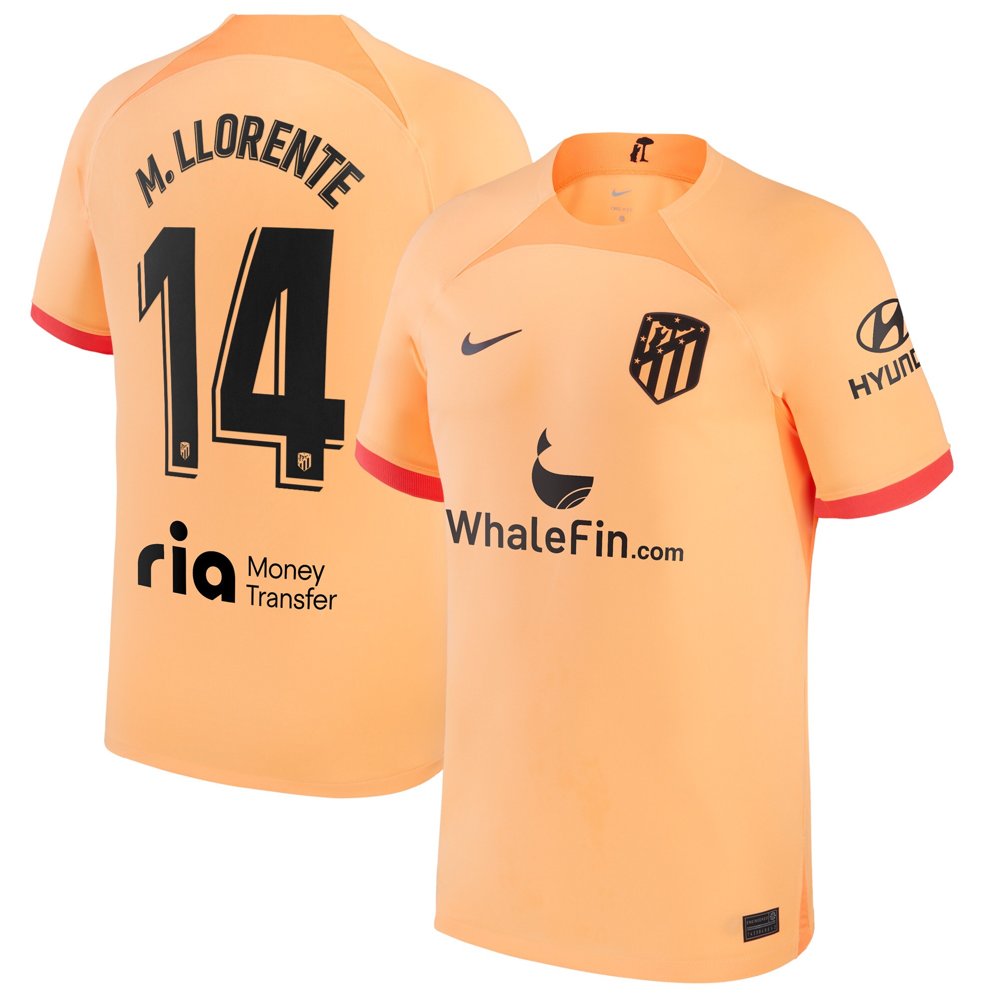 Atlético de Madrid Third Stadium Shirt 2022-23 with M. Llorente 14 printing