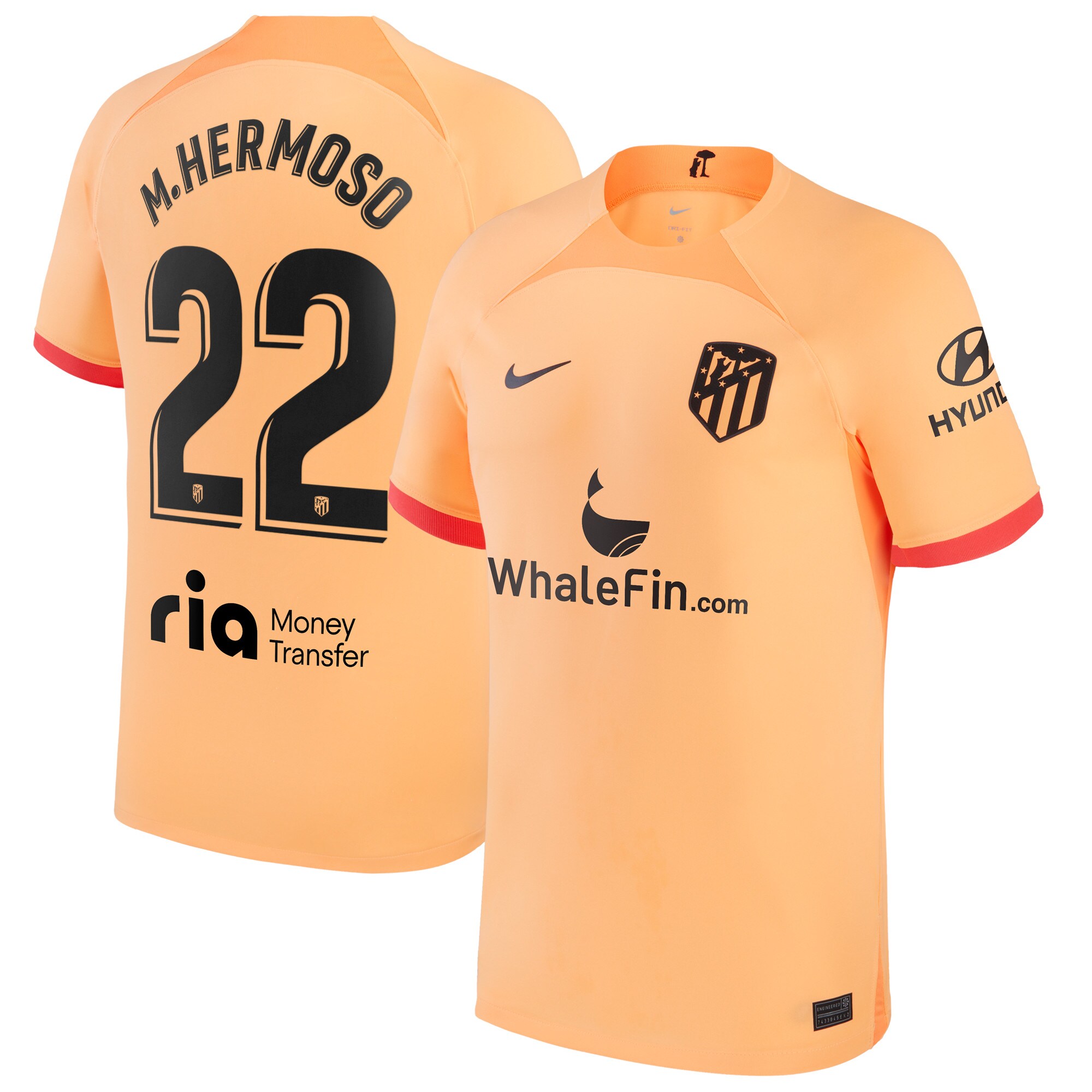 Atlético de Madrid Third Stadium Shirt 2022-23 with M.Hermoso 22 printing