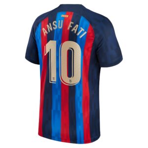 Barcelona Home Stadium Shirt 2022-2023 with Ansu Fati 10 printing
