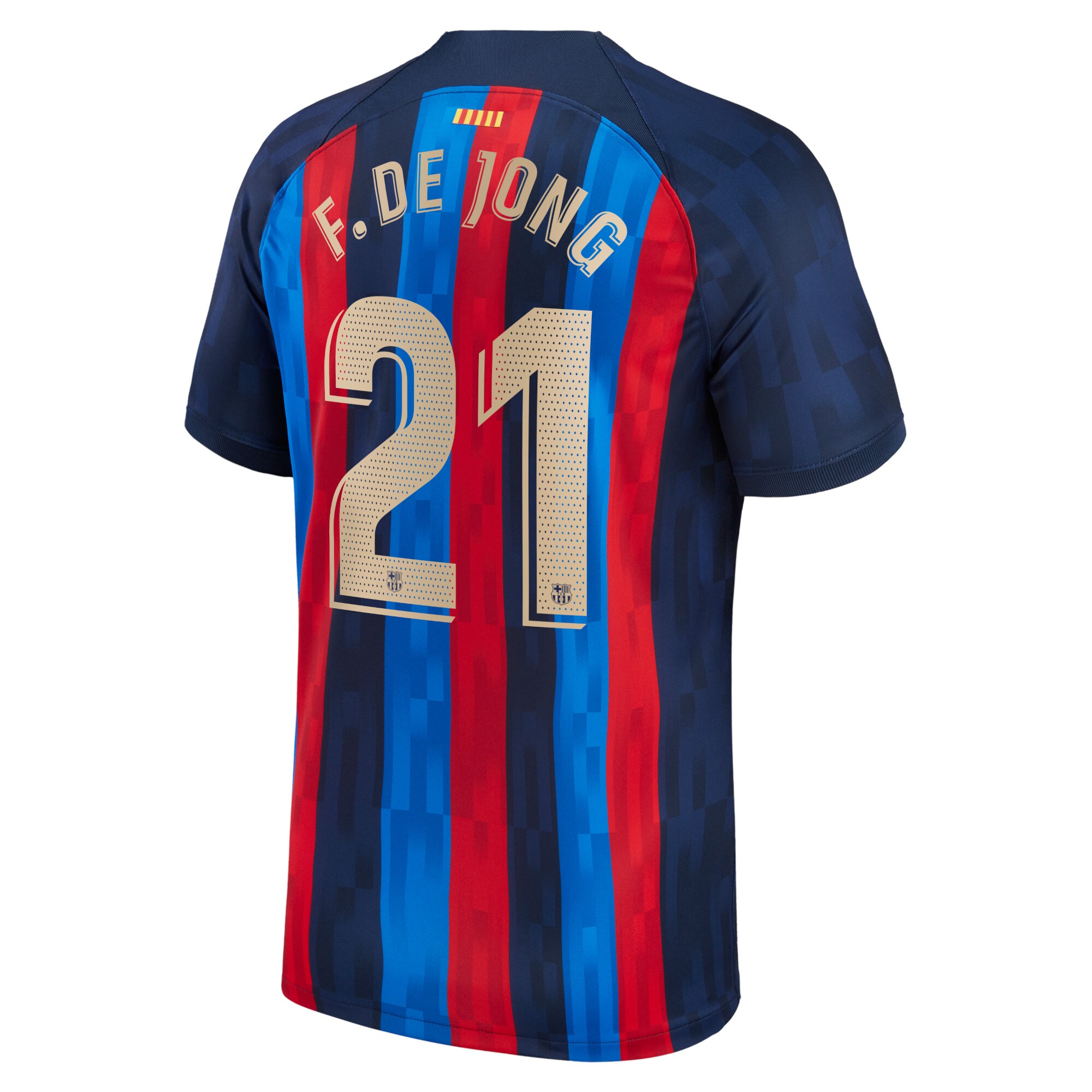 Barcelona Home Stadium Shirt 2022-2023 with F. De Jong 21 printing