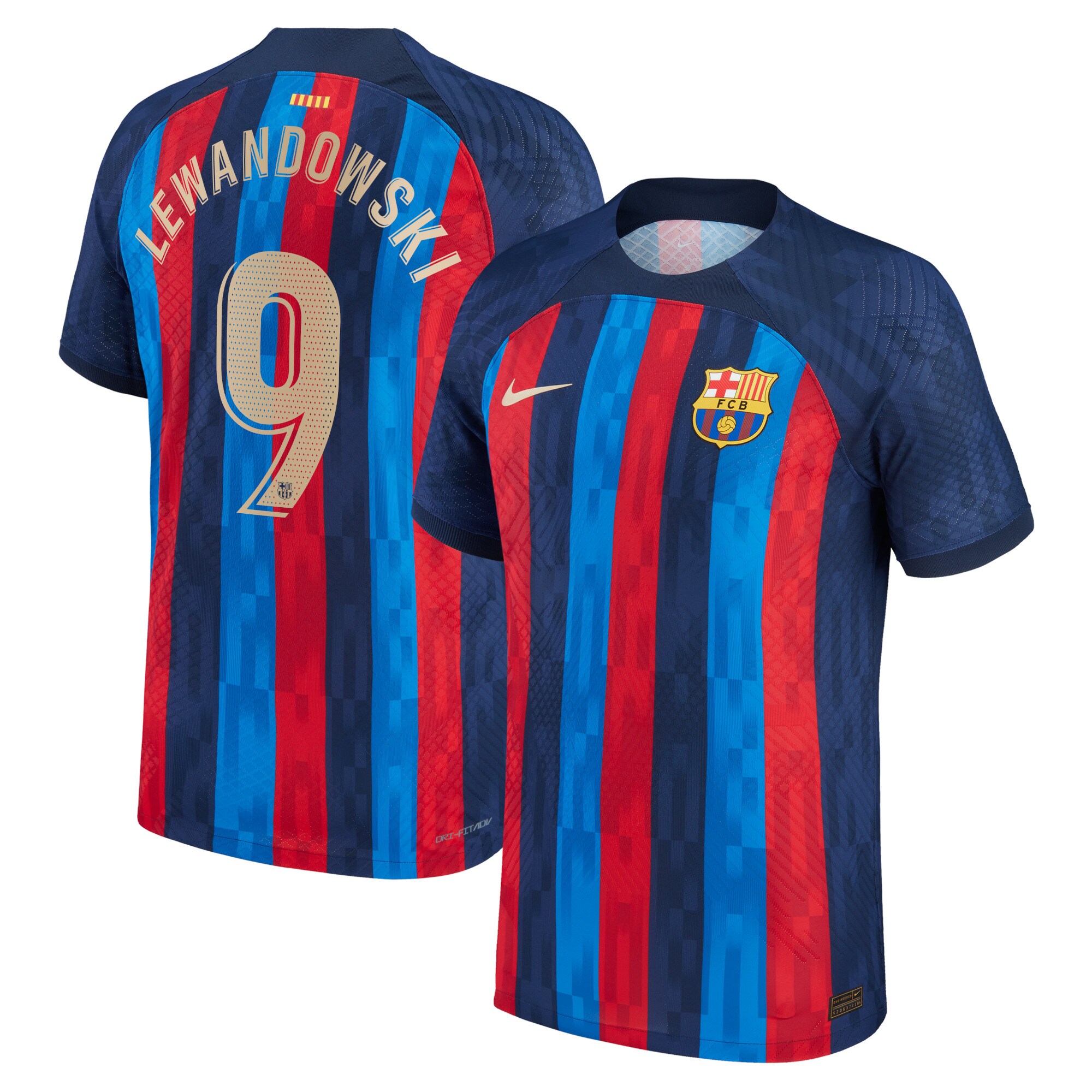 Barcelona Home Vapor Match Shirt 2022-23 with Lewandowski 9 printing