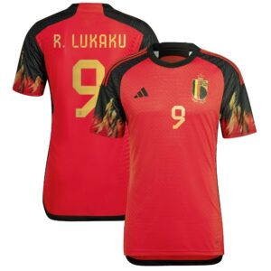 Belgium Home Authentic Shirt with Lukaku 9 printing