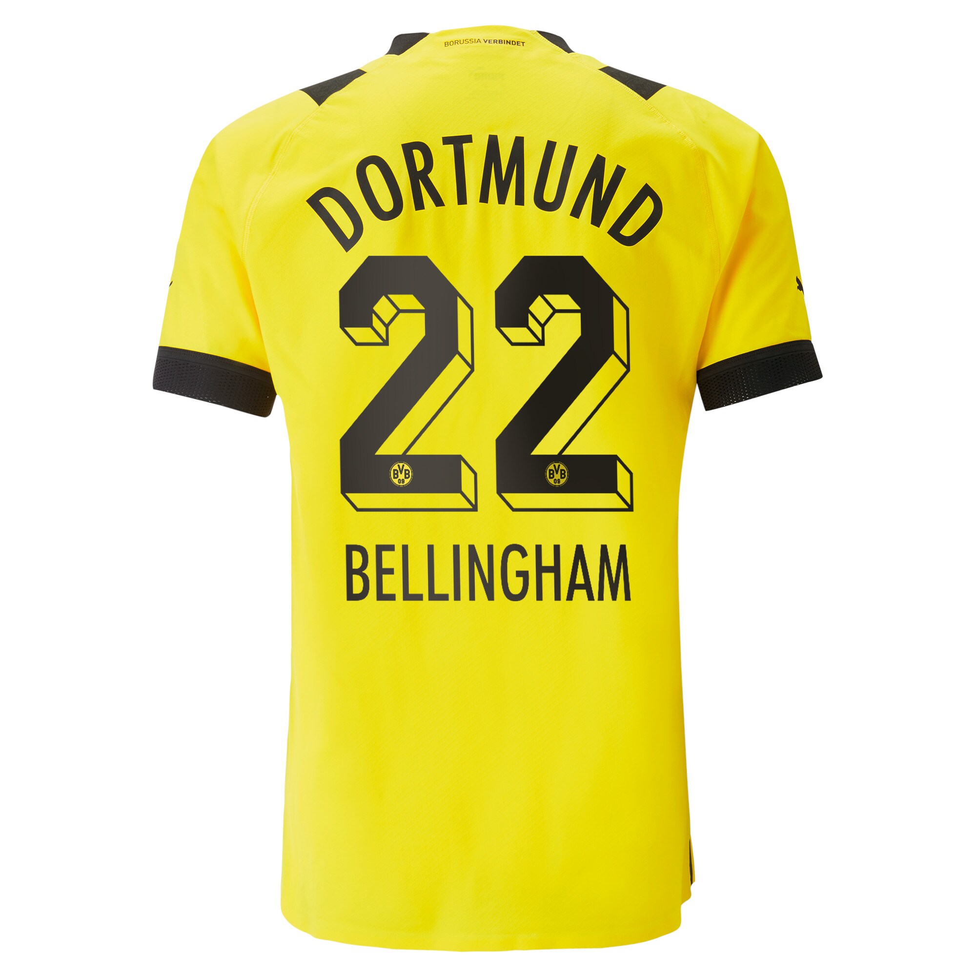 Borussia Dortmund Home Authentic Shirt 2022-23 with Bellingham 22 printing