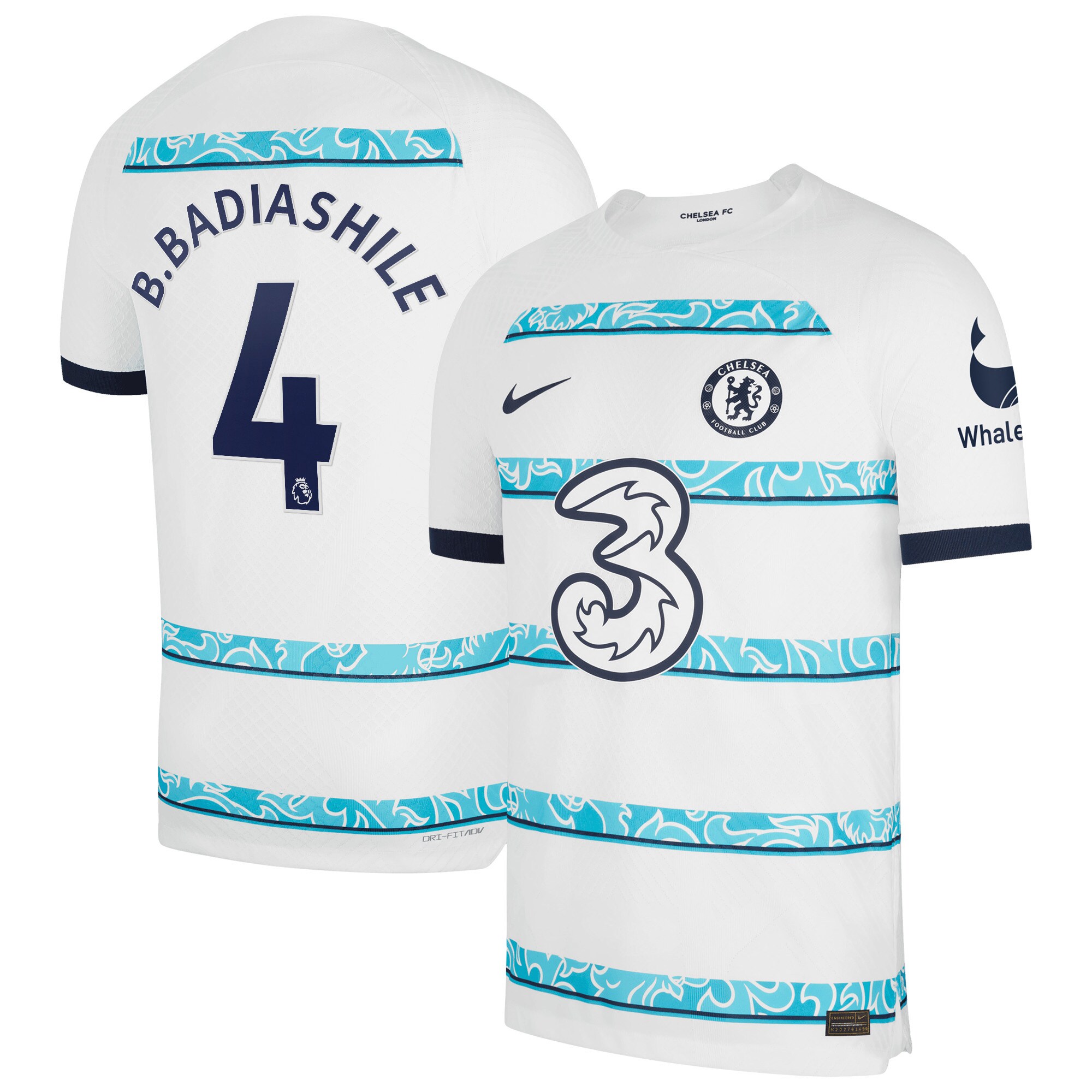 Chelsea Away Vapor Match Shirt 2022-23 with B.Badiashile 4 printing