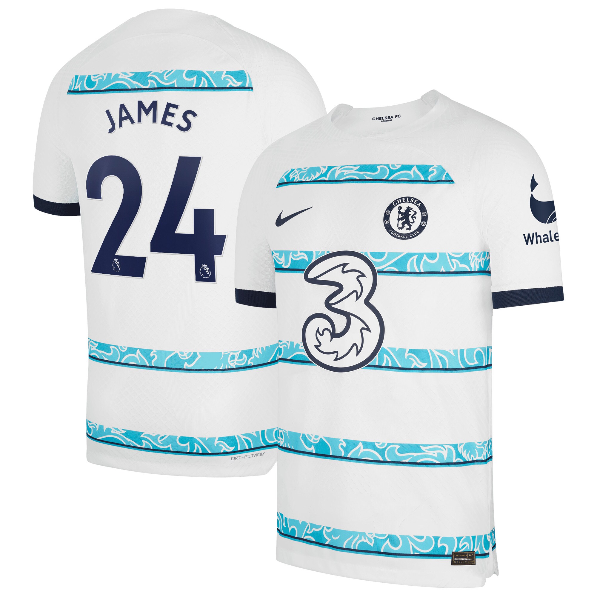 Chelsea Away Vapor Match Shirt 2022-23 with James 24 printing