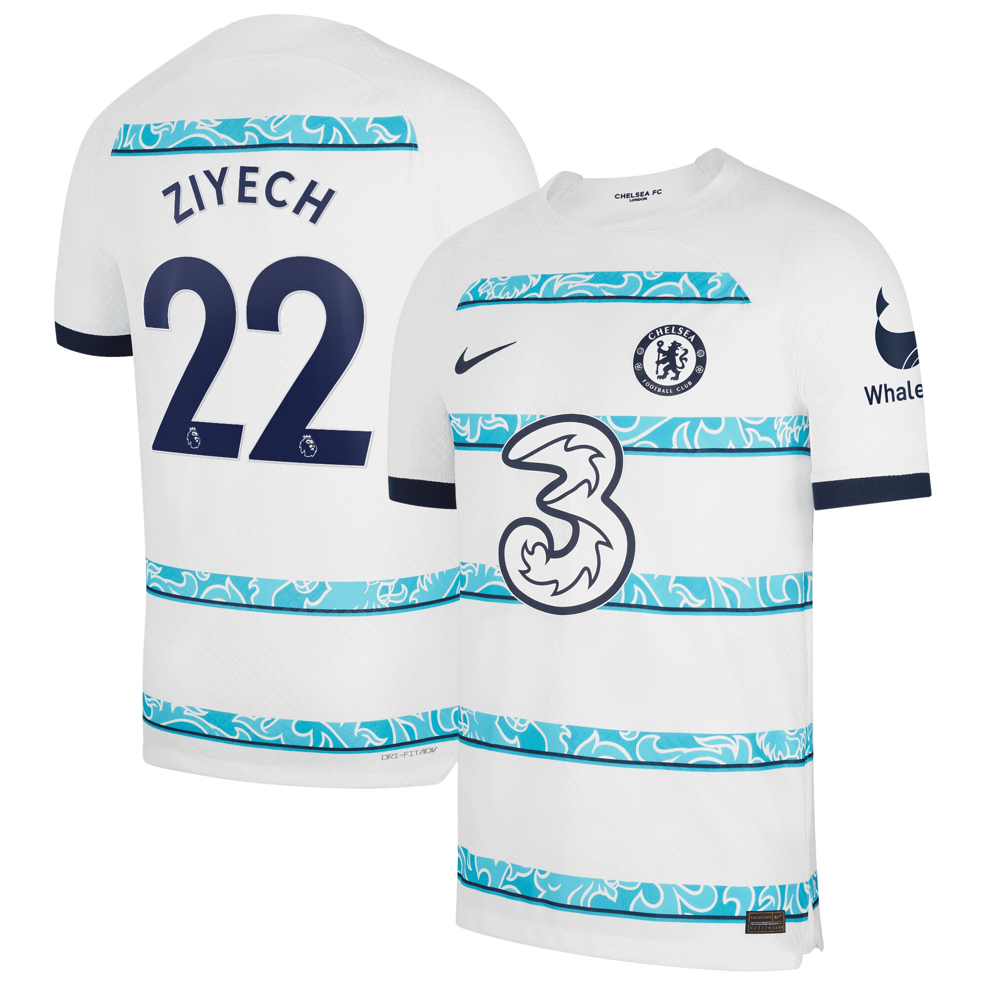 Chelsea Away Vapor Match Shirt 2022-23 with Ziyech 22 printing