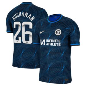 Chelsea Away Vapor Match Sponsored Shirt 2023-24 With Buchanan 26 Wsl Printing
