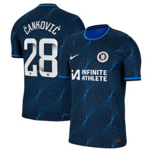 Chelsea Away Vapor Match Sponsored Shirt 2023-24 With Cankovic 28 Wsl Printing