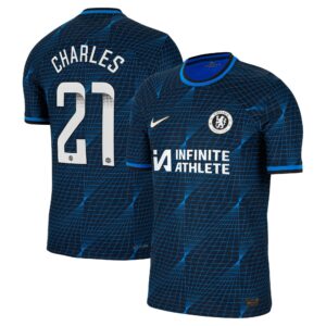 Chelsea Away Vapor Match Sponsored Shirt 2023-24 With Charles 21 Wsl Printing