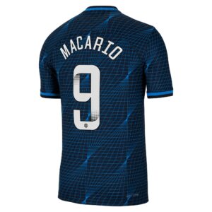 Chelsea Away Vapor Match Sponsored Shirt 2023-24 With Macario 9 Wsl Printing