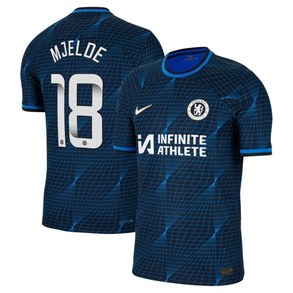 Chelsea Away Vapor Match Sponsored Shirt 2023-24 With Mjelde 18 Wsl Printing