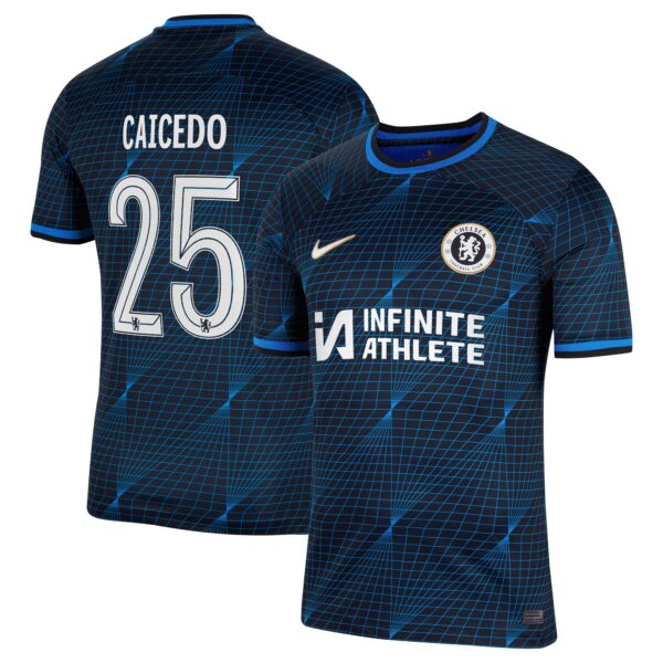 Chelsea Cup Away Stadium Sponsored Shirt 2023-24 With Caicedo 25 Printing