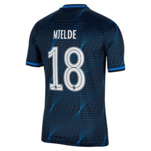 Chelsea Cup Away Stadium Sponsored Shirt 2023-24 With Mjelde 18 Printing
