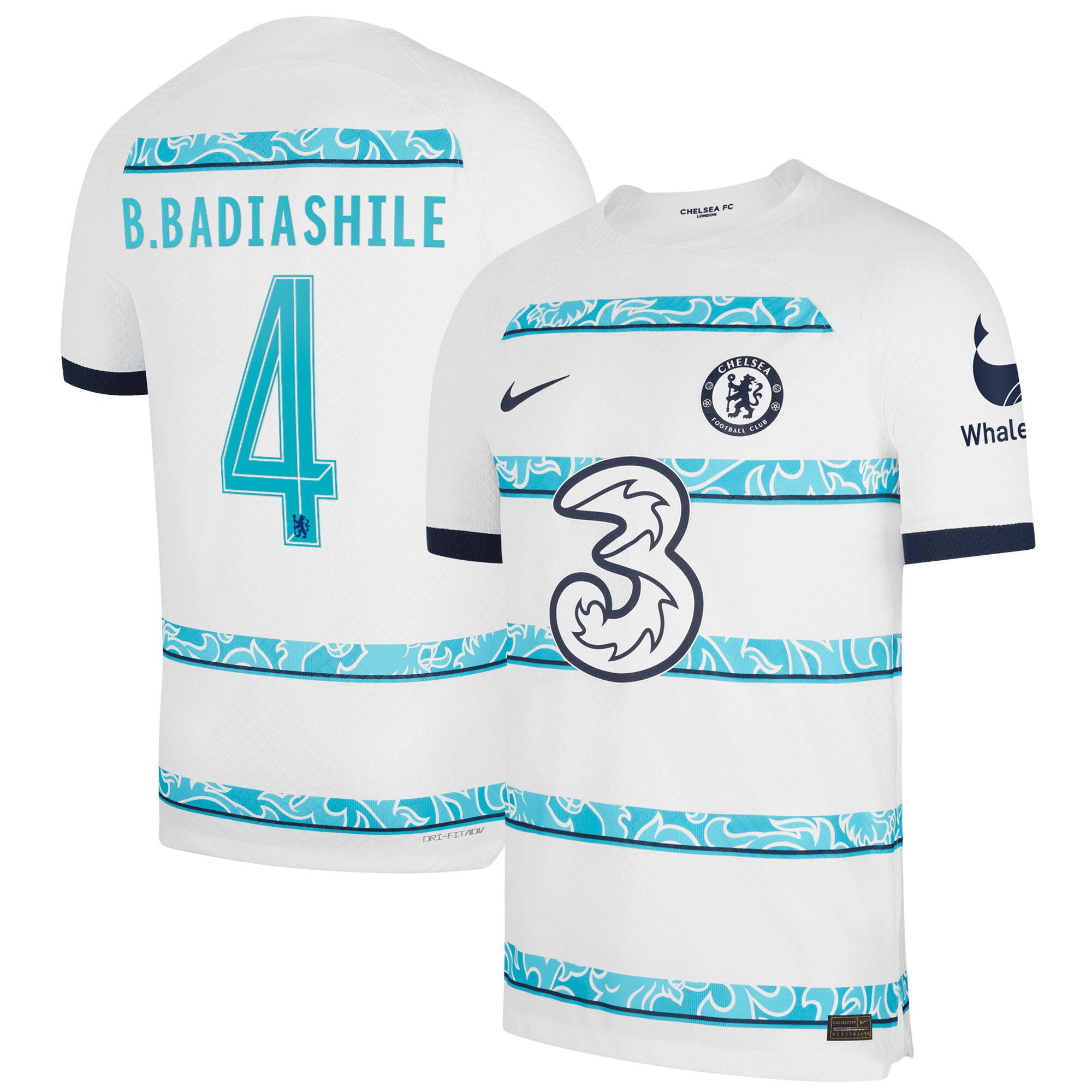 Chelsea Cup Away Vapor Match Shirt 2022-23 with B.Badiashile 4 printing
