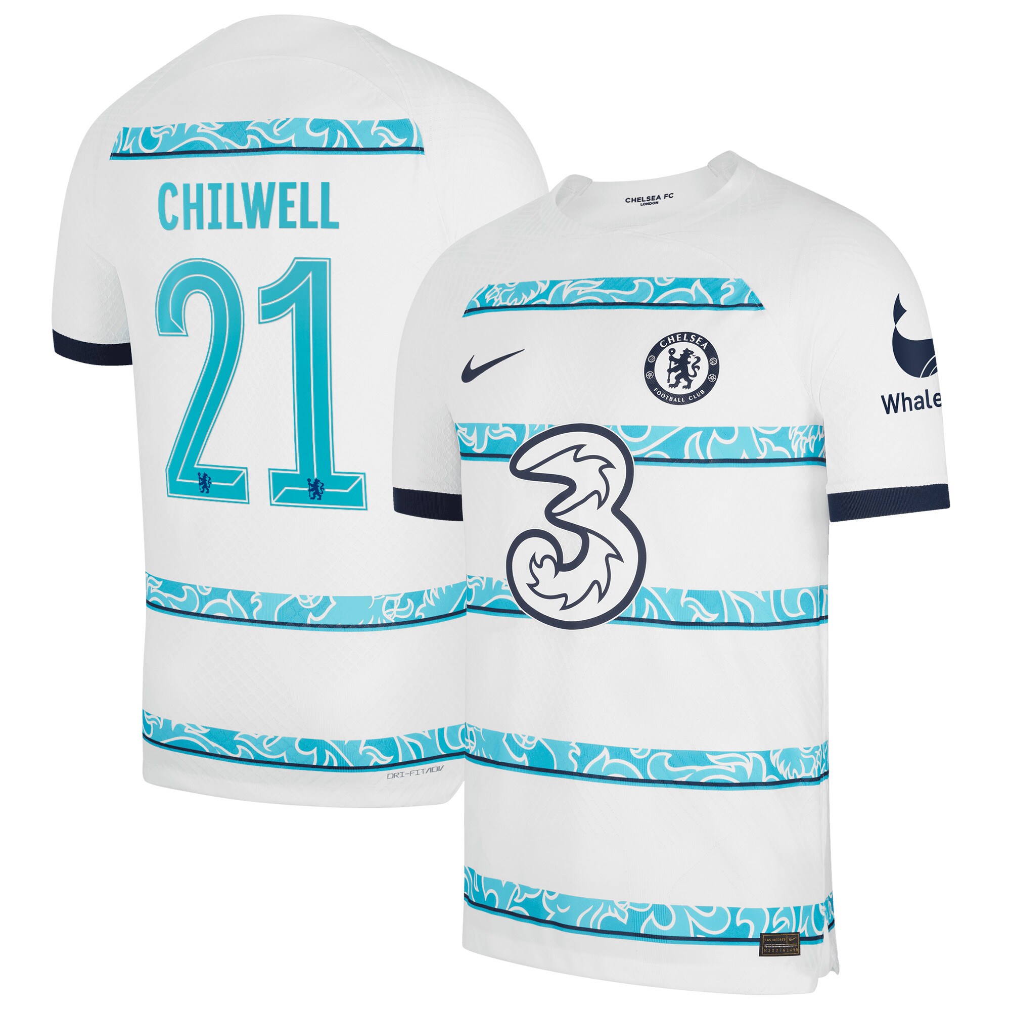 Chelsea Cup Away Vapor Match Shirt 2022-23 with Chilwell 21 printing