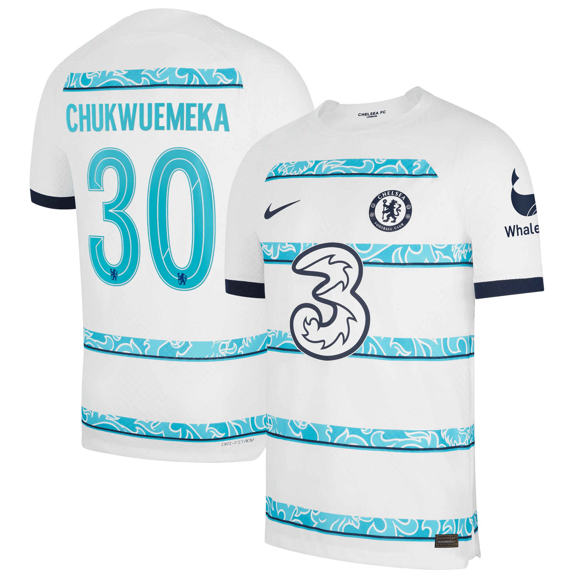 Chelsea Cup Away Vapor Match Shirt 2022-23 with Chukwuemeka 30 printing