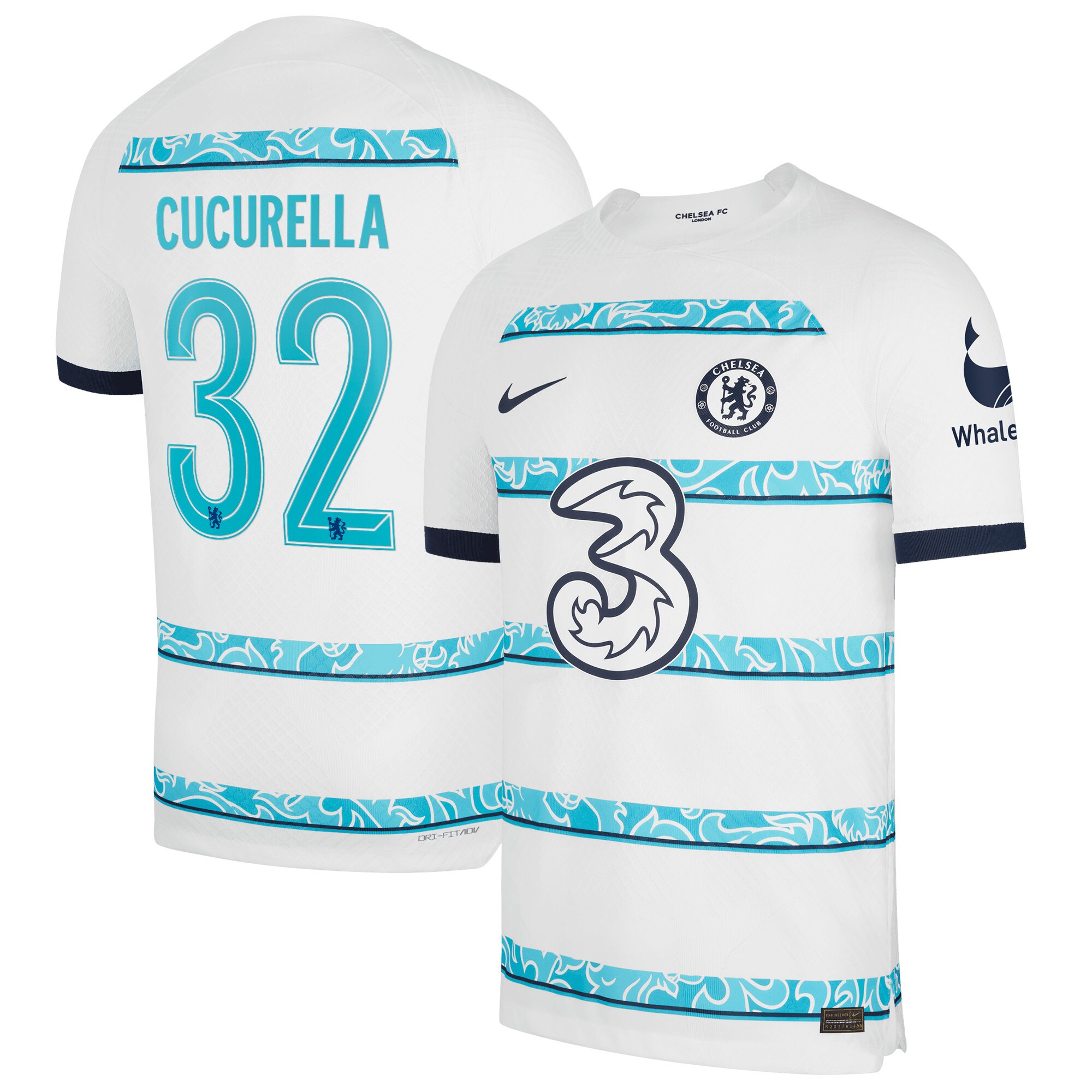 Chelsea Cup Away Vapor Match Shirt 2022-23 with Cucurella 32 printing