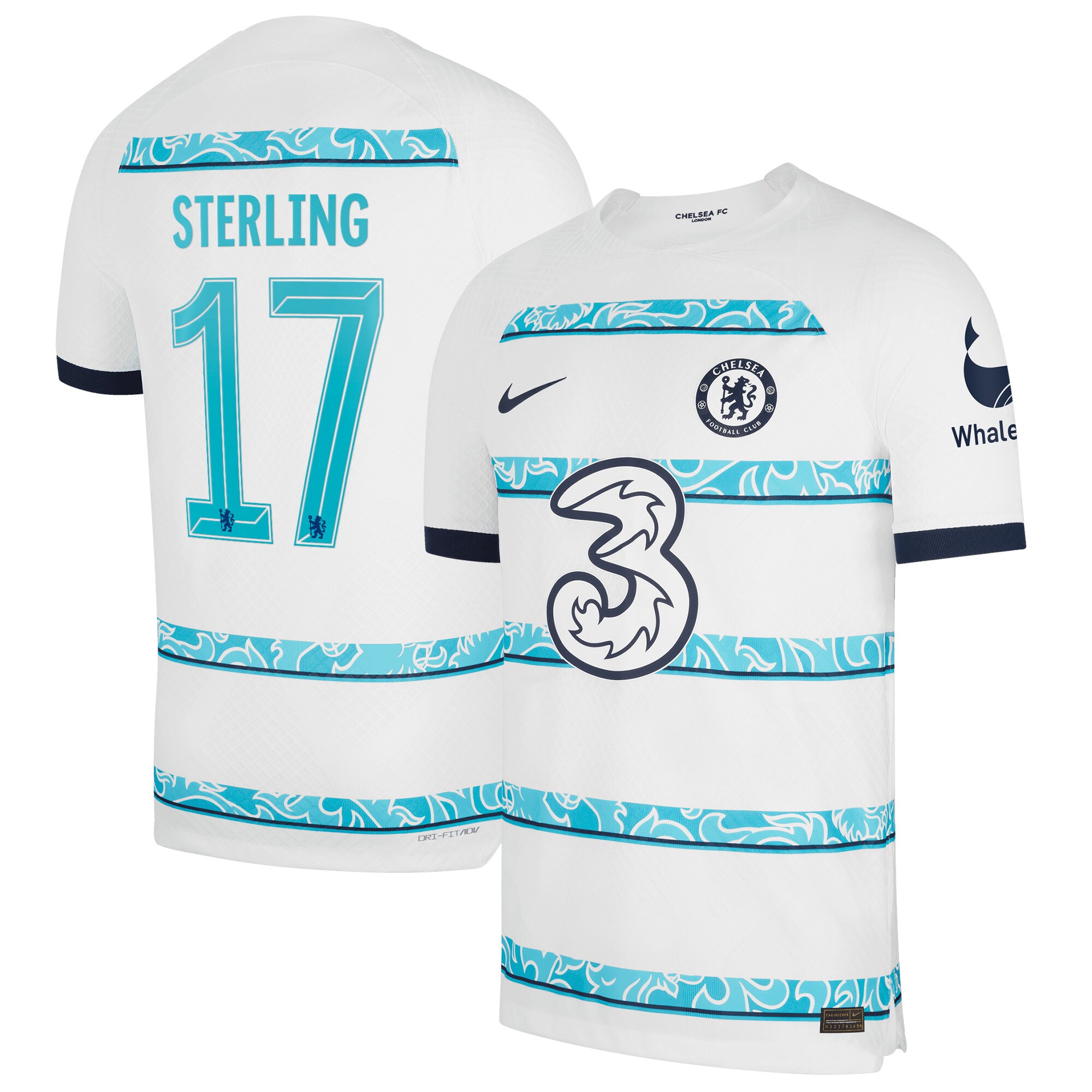 Chelsea Cup Away Vapor Match Shirt 2022-23 with Sterling 17 printing