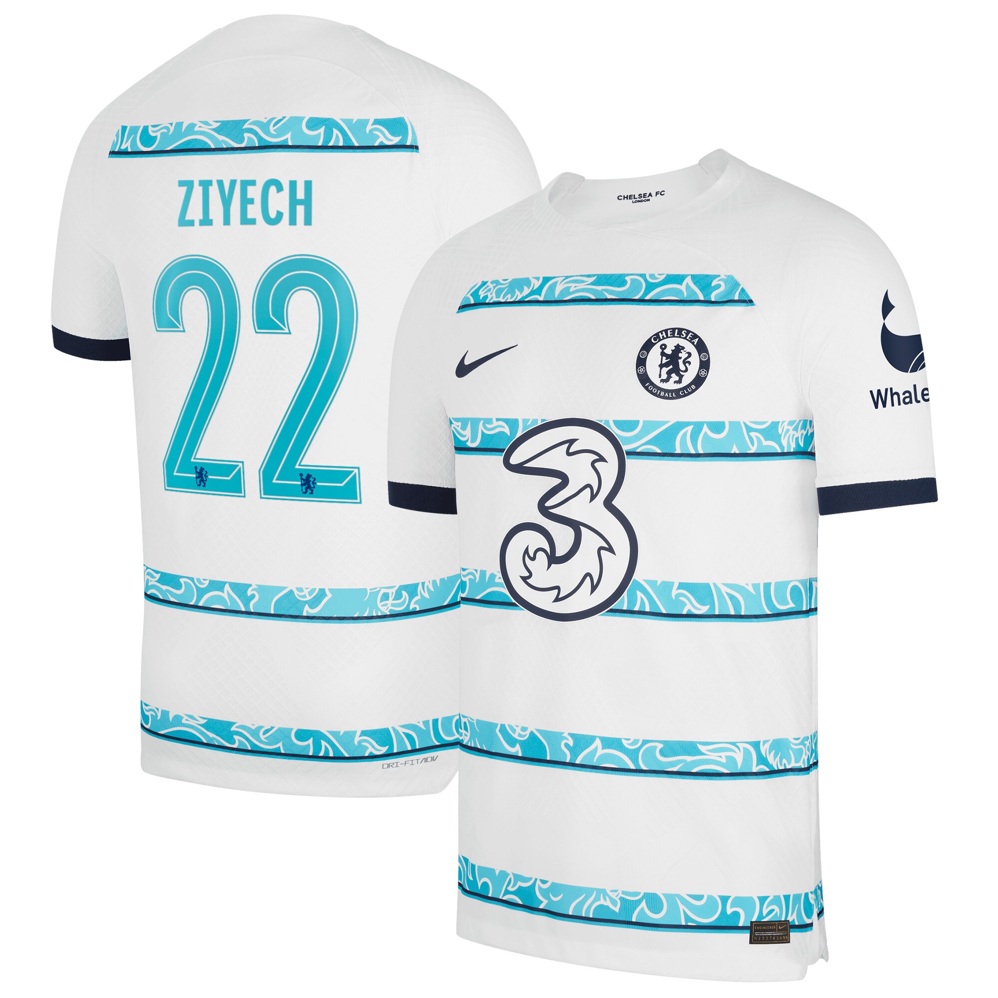 Chelsea Cup Away Vapor Match Shirt 2022-23 with Ziyech 22 printing