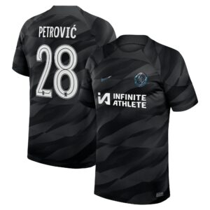 Chelsea Cup Home Goalkeeper Stadium Sponsored Shirt 2023-24 With Petrovic 28 Printing
