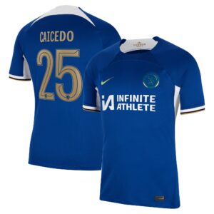 Chelsea Cup Home Stadium Sponsored Shirt 2023-24 With Caicedo 25 Printing