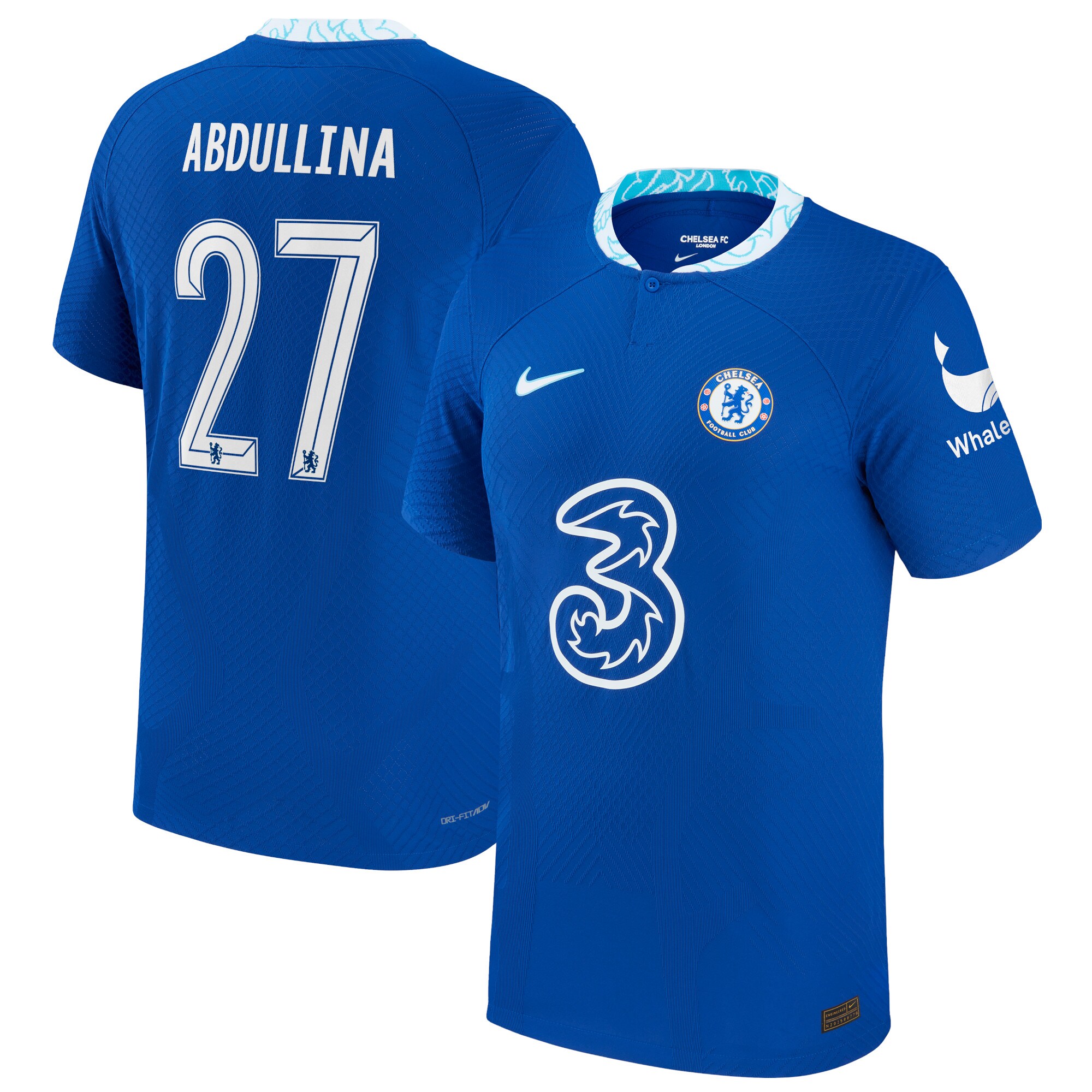 Chelsea Cup Home Vapor Match Shirt 2022-23 with Abdullina 27 printing