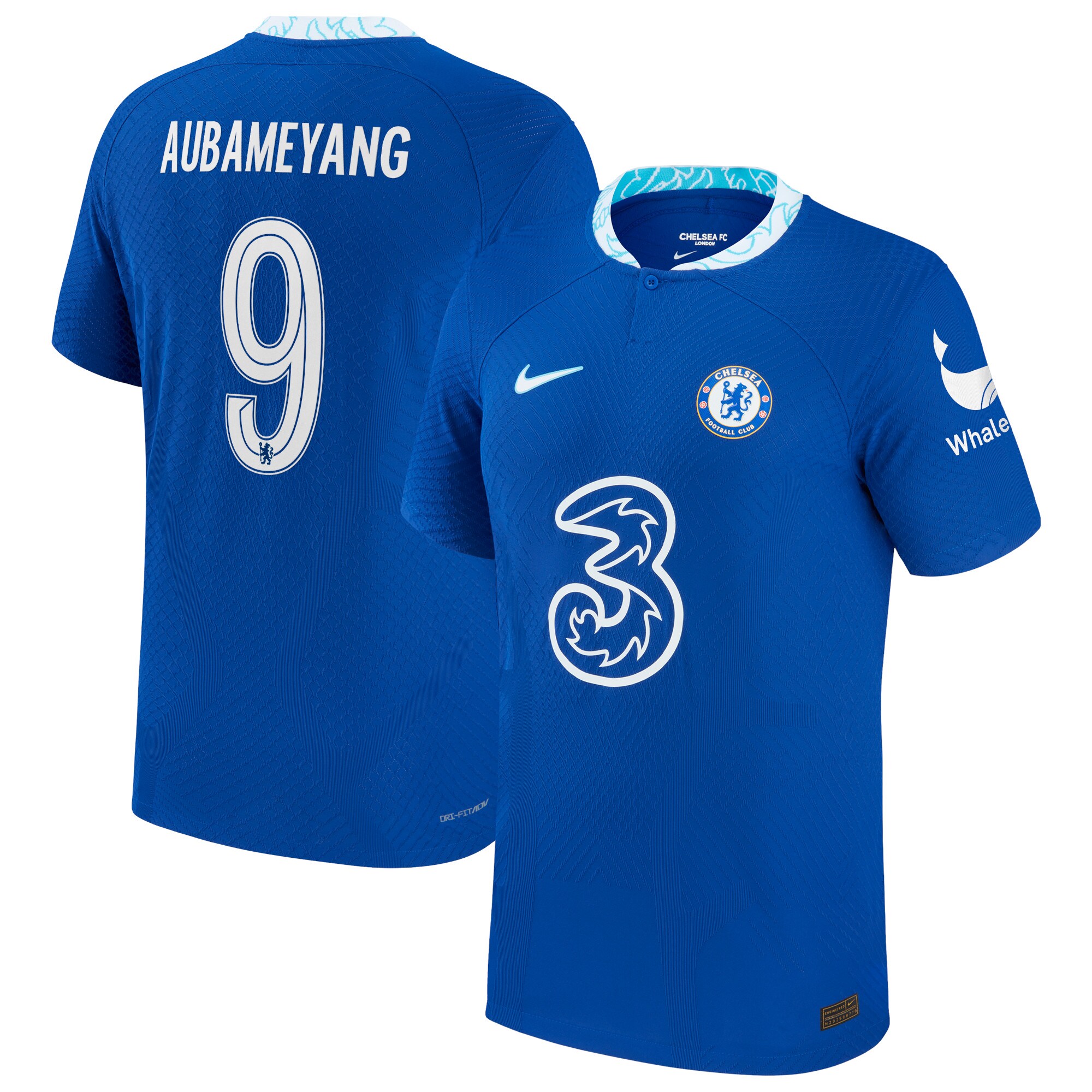 Chelsea Cup Home Vapor Match Shirt 2022-23 with Aubameyang 9 printing