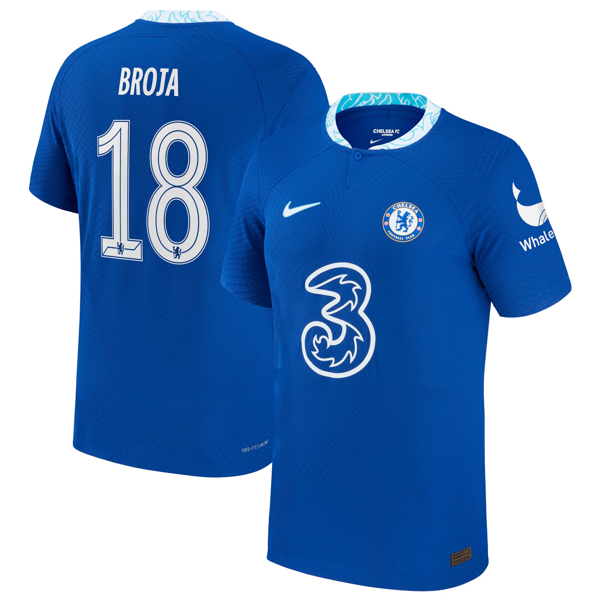 Chelsea Cup Home Vapor Match Shirt 2022-23 with Broja 18 printing