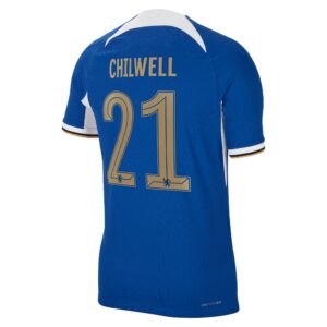Chelsea Cup Home Vapor Match Sponsored Shirt 2023-24 With Chilwell 21 Printing