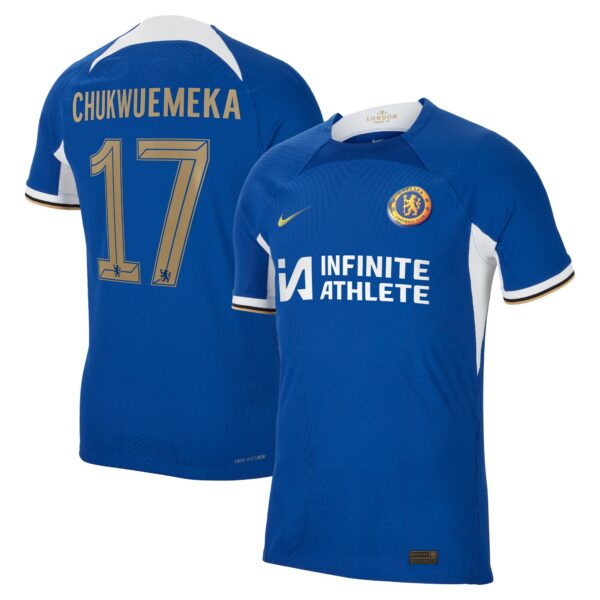 Chelsea Cup Home Vapor Match Sponsored Shirt 2023-24 With Chukwuemeka 17 Printing