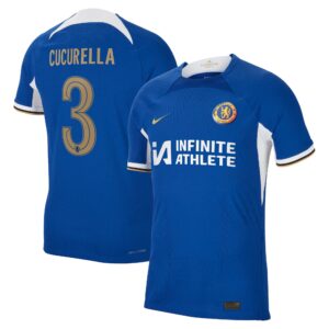 Chelsea Cup Home Vapor Match Sponsored Shirt 2023-24 With Cucurella 3 Printing
