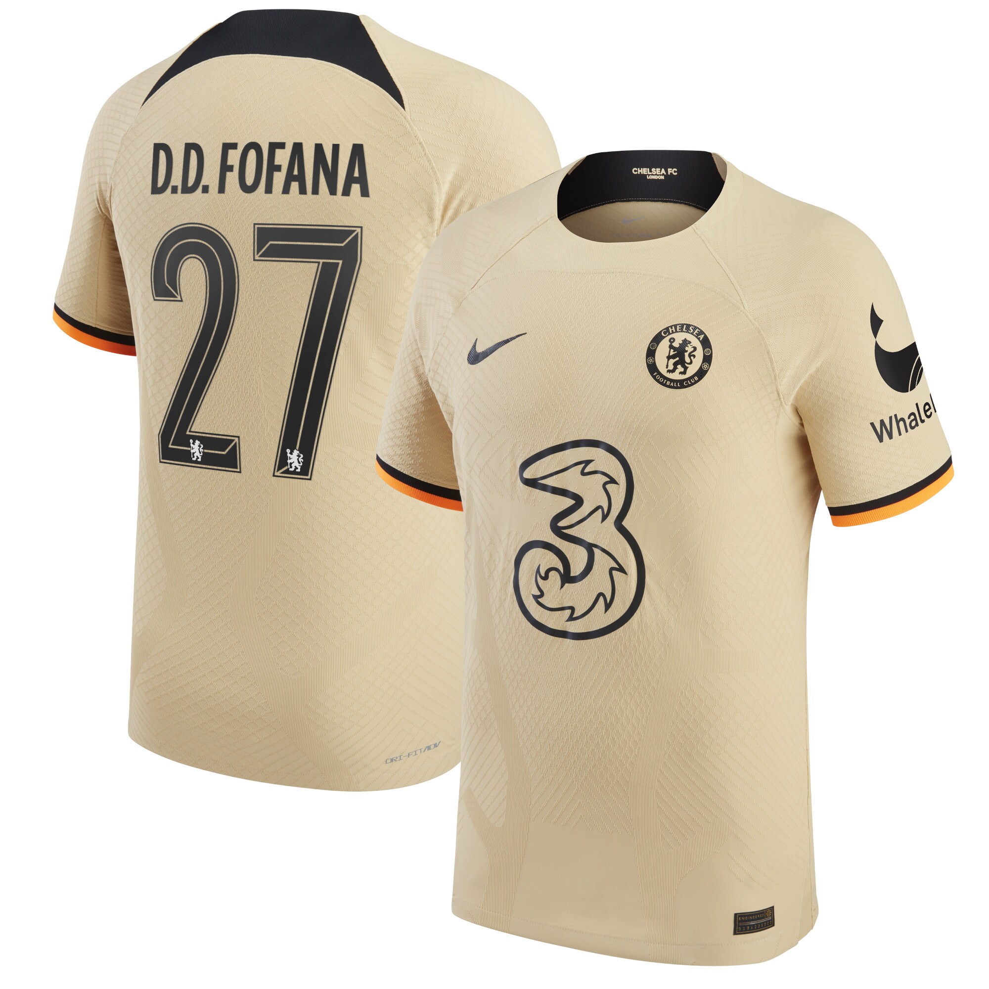 Chelsea Cup Third Vapor Match Shirt 2022-23 with D.D.Fofana 27 printing