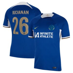 Chelsea Home Stadium Sponsored Shirt 2023-24 With Buchanan 26 Printing