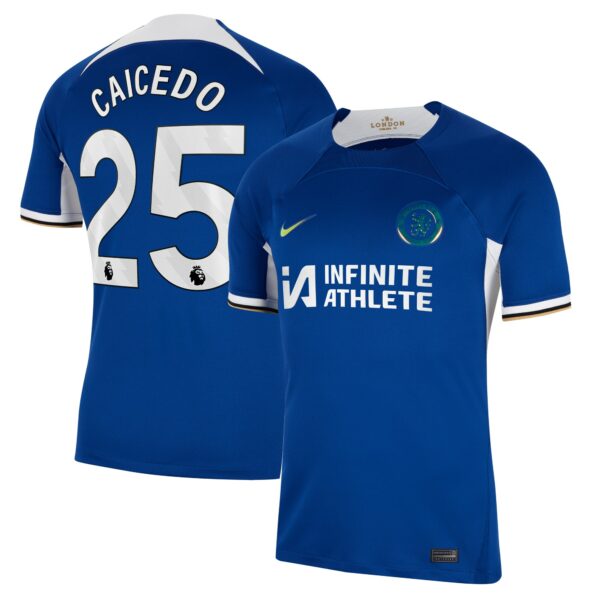 Chelsea Home Stadium Sponsored Shirt 2023-24 With Caicedo 25 Printing