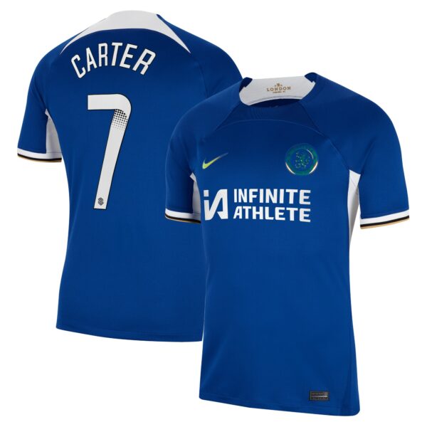 Chelsea Home Stadium Sponsored Shirt 2023-24 With Carter 7 Wsl Printing
