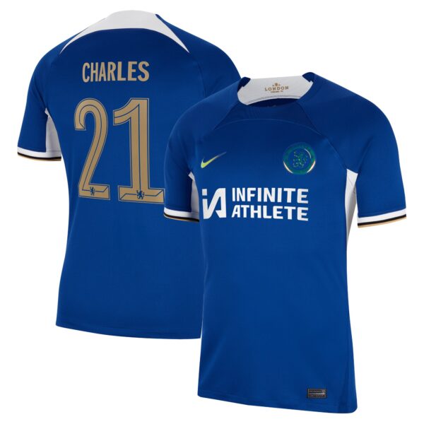 Chelsea Home Stadium Sponsored Shirt 2023-24 With Charles 21 Printing