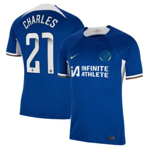 Chelsea Home Stadium Sponsored Shirt 2023-24 With Charles 21 Wsl Printing