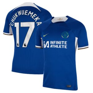 Chelsea Home Stadium Sponsored Shirt 2023-24 With Chukwuemeka 17 Printing