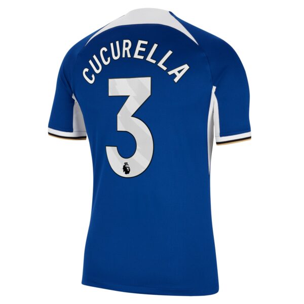 Chelsea Home Stadium Sponsored Shirt 2023-24 With Cucurella 3 Printing