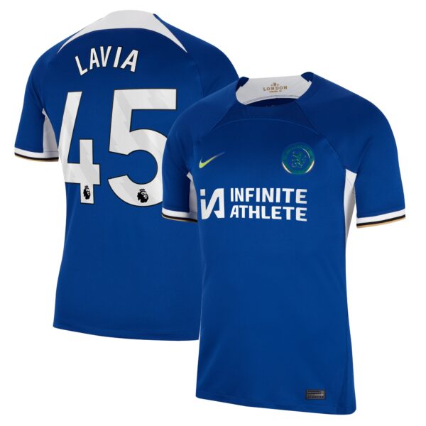 Chelsea Home Stadium Sponsored Shirt 2023-24 With Lavia 45 Printing
