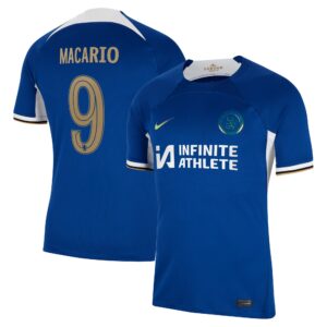 Chelsea Home Stadium Sponsored Shirt 2023-24 With Macario 9 Printing