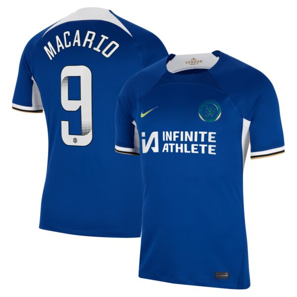 Chelsea Home Stadium Sponsored Shirt 2023-24 With Macario 9 Wsl Printing
