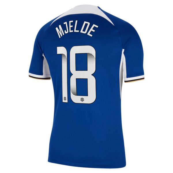 Chelsea Home Stadium Sponsored Shirt 2023-24 With Mjelde 18 Wsl Printing