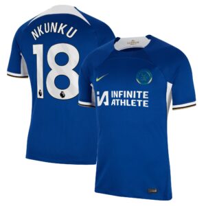Chelsea Home Stadium Sponsored Shirt 2023-24 With Nkunku 18 Printing