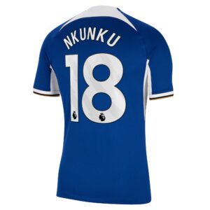 Chelsea Home Stadium Sponsored Shirt 2023-24 With Nkunku 18 Printing
