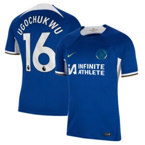 Chelsea Home Stadium Sponsored Shirt 2023-24 With Ugochukwu 16 Printing