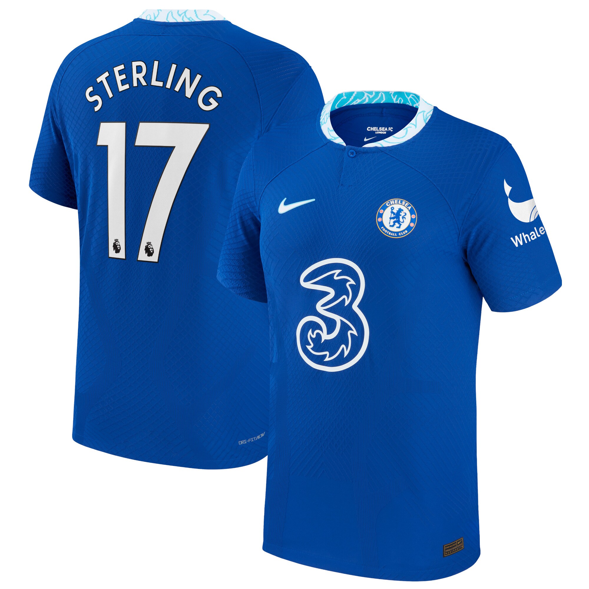 Chelsea Home Vapor Match Shirt 2022-23 with Sterling 17 printing